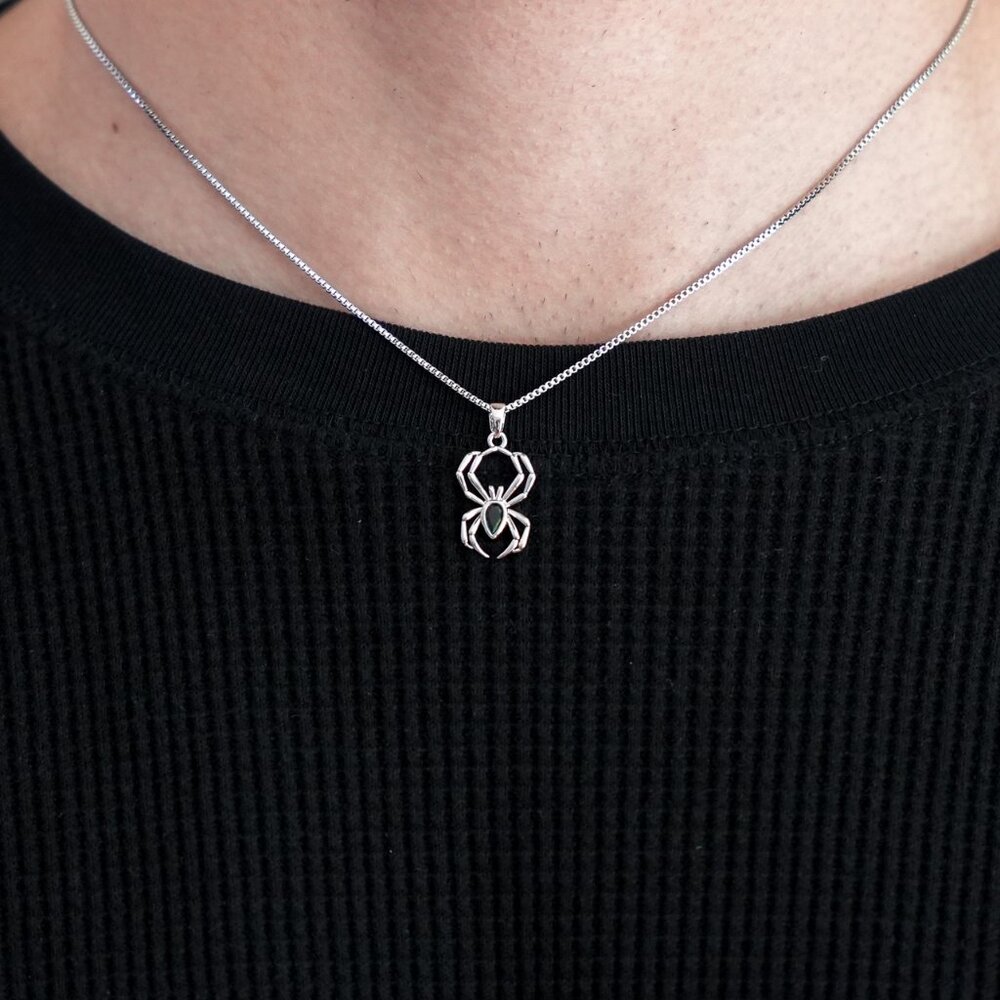 y2k gothic silver spider pendant necklace